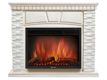 Портал Firelight Porto 25U (угловой) камень белый, шпон белёный дуб