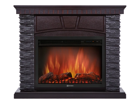 Портал Firelight Porto 30U (угловой) камень черный, шпон венге